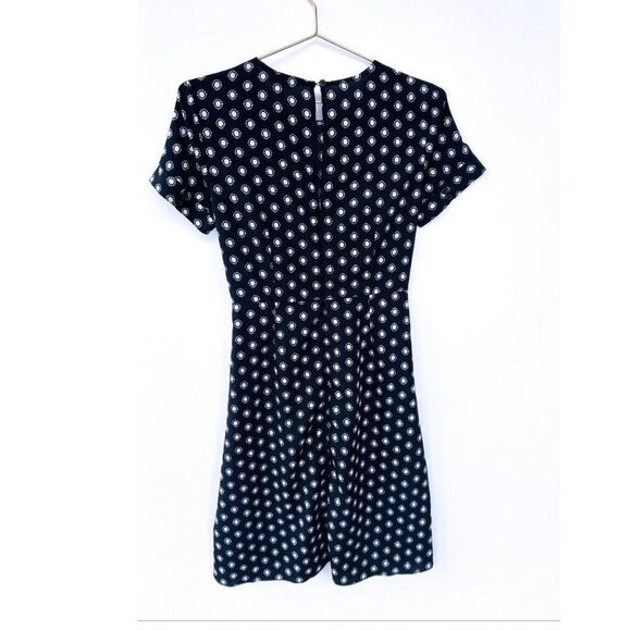 Banana Republic Factory Navy Blue Short Sleeve White Dot Print Lace Up Dress 0 - Picture 6 of 8